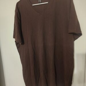 Forever 21 Chocolate Brown V-Neck Men's Tee